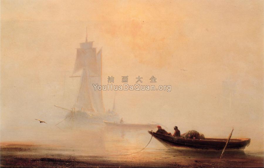 港湾中的渔船 - 伊凡·康斯坦丁诺维奇·艾瓦佐夫斯基